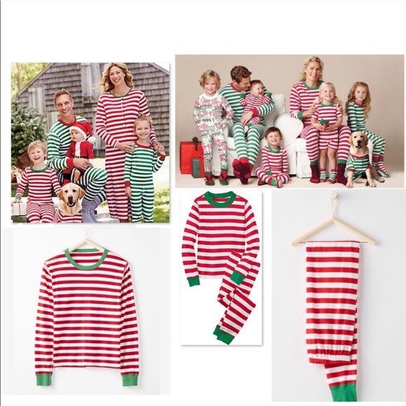 Kids Candy Striped Red White Pajama Set Top Bottom - Picture 6 of 8
